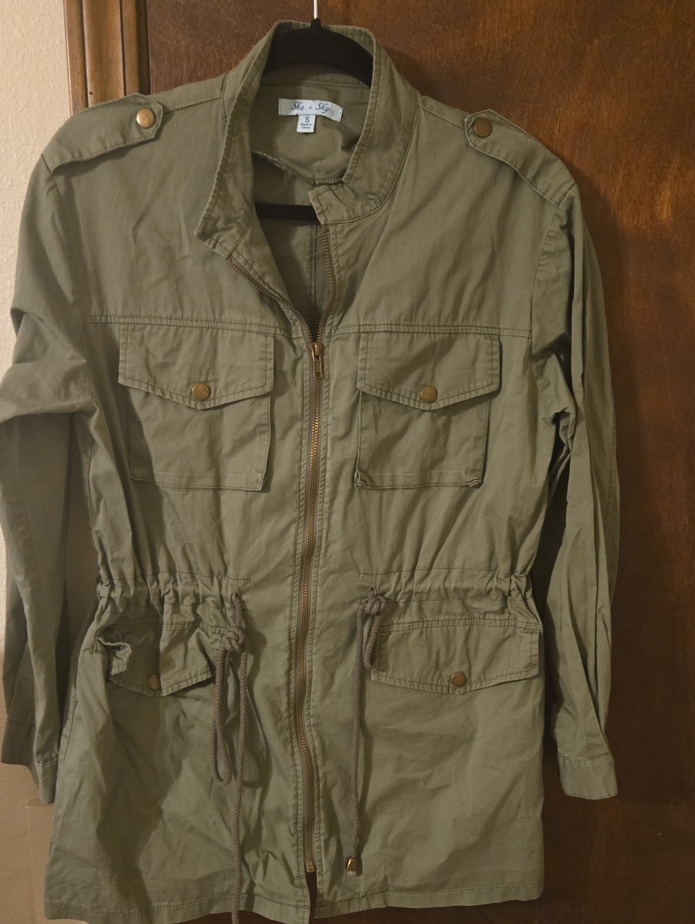 She + Sky Olive Green Utility Drawstring Jacket